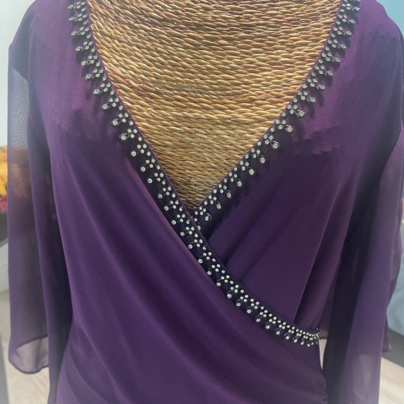 JBS stunning deep purple embellished blouse -S - Picture 2 of 14